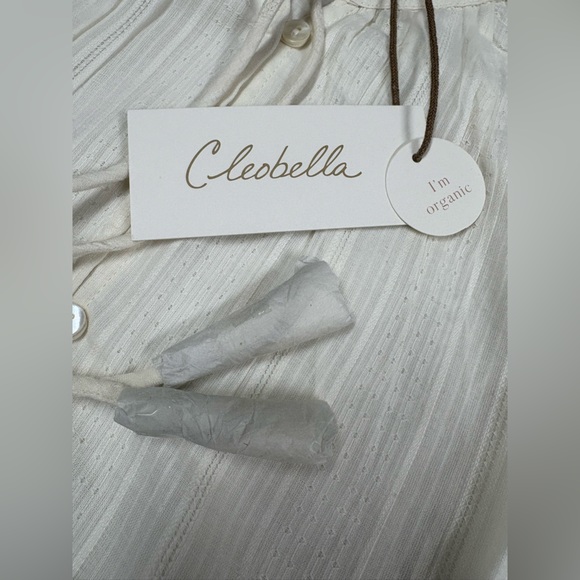 NWT Cleobella by Anthropologie Organic Cotton Peasant Top Women’s Size L Cream - Picture 2 of 12